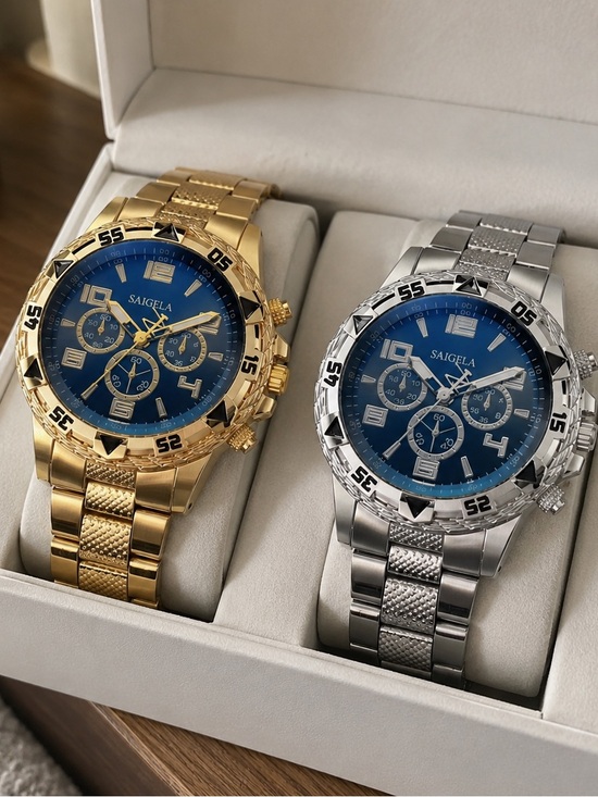 Other - Men's Chronograph Watch - Blue Dial Gold or Silver Options